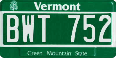 VT license plate BWT752