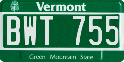 VT license plate BWT755