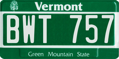 VT license plate BWT757