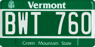 VT license plate BWT760