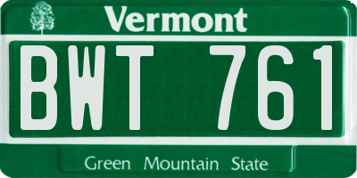 VT license plate BWT761