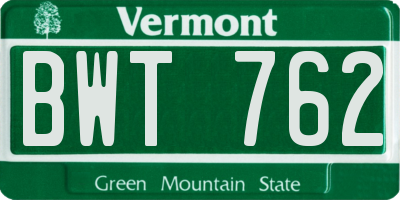 VT license plate BWT762