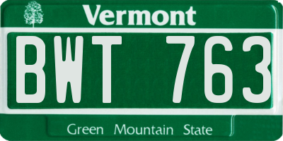VT license plate BWT763