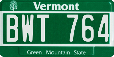 VT license plate BWT764