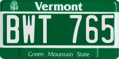 VT license plate BWT765