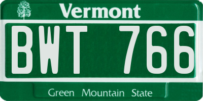 VT license plate BWT766
