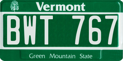 VT license plate BWT767