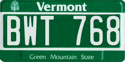 VT license plate BWT768