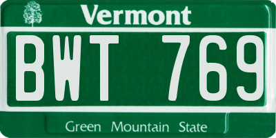 VT license plate BWT769