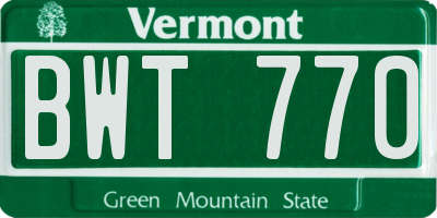 VT license plate BWT770
