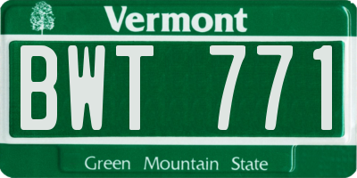 VT license plate BWT771