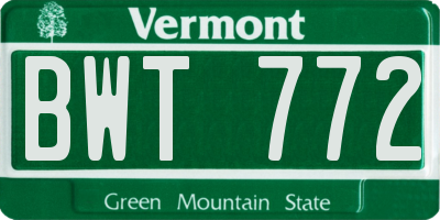 VT license plate BWT772