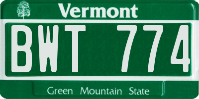 VT license plate BWT774