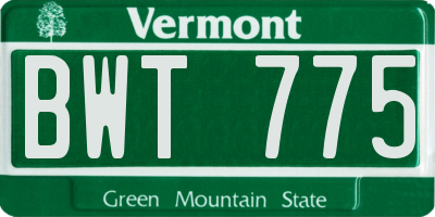 VT license plate BWT775