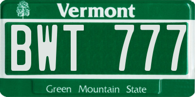 VT license plate BWT777