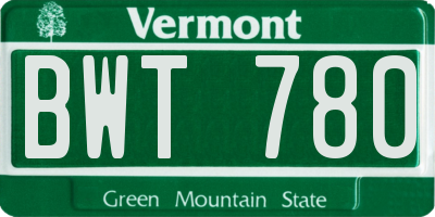 VT license plate BWT780