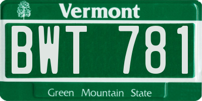 VT license plate BWT781