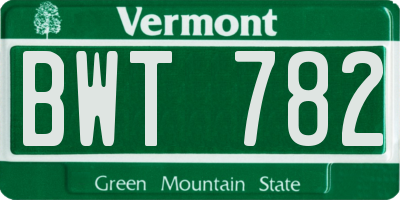 VT license plate BWT782