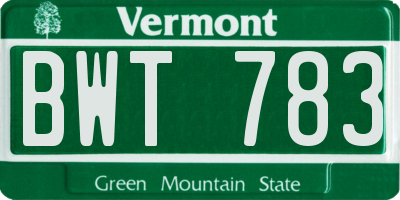 VT license plate BWT783