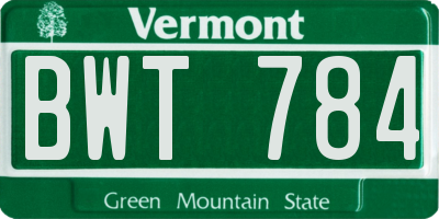 VT license plate BWT784