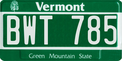 VT license plate BWT785