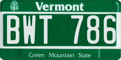 VT license plate BWT786