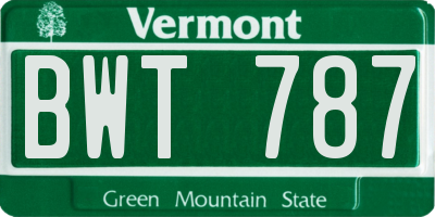 VT license plate BWT787