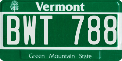 VT license plate BWT788