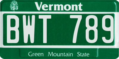 VT license plate BWT789