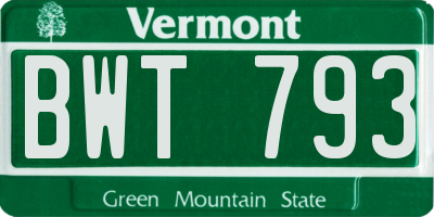 VT license plate BWT793