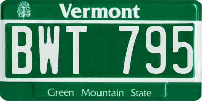 VT license plate BWT795