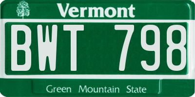 VT license plate BWT798