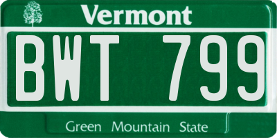 VT license plate BWT799