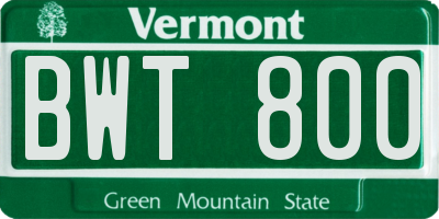 VT license plate BWT800