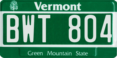 VT license plate BWT804