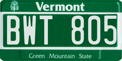 VT license plate BWT805