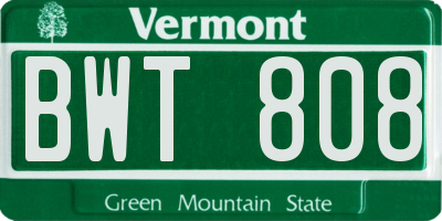 VT license plate BWT808