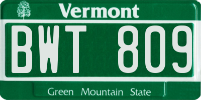 VT license plate BWT809