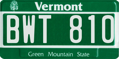 VT license plate BWT810