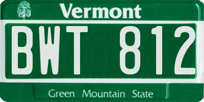VT license plate BWT812