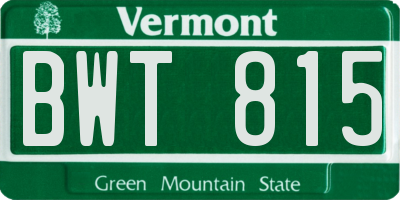 VT license plate BWT815