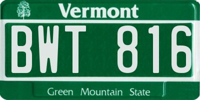 VT license plate BWT816