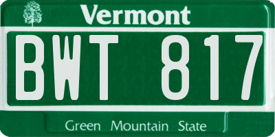VT license plate BWT817