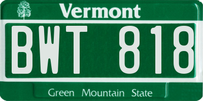 VT license plate BWT818
