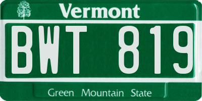 VT license plate BWT819