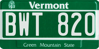 VT license plate BWT820