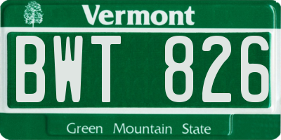 VT license plate BWT826