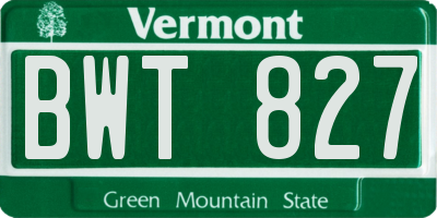 VT license plate BWT827
