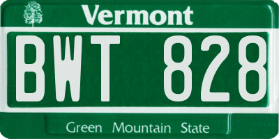 VT license plate BWT828
