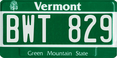 VT license plate BWT829